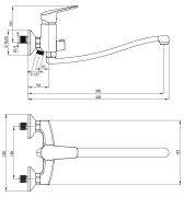 Bateria umywalkowa ścienna z wydłużoną wylewką Boro nero Deante
