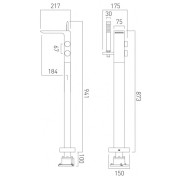 Bateria VADO OMIKA Noir wannowa wolnostojąca czarny poler