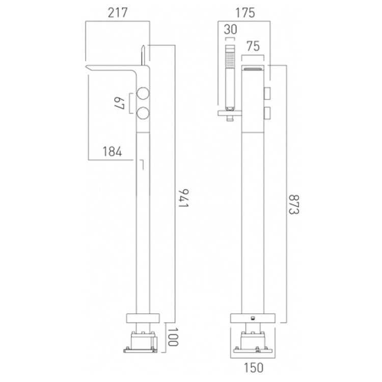Bateria VADO OMIKA Noir wannowa wolnostojąca czarny poler