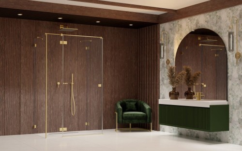 Kabina prysznicowa Essenza Pro Brushed Gold KDJ+S Radaway lewa złota