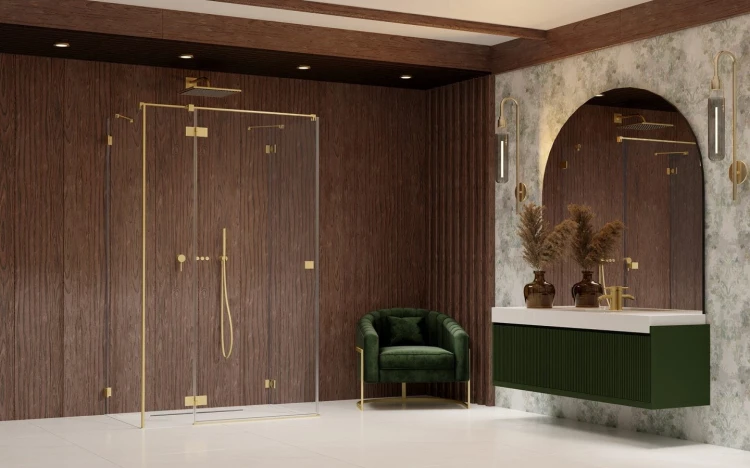 Kabina prysznicowa Essenza Pro Brushed Gold KDJ+S Radaway lewa złota