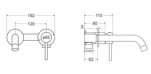 Bateria umywalkowa podtynkowa Besco VEO czarny matt