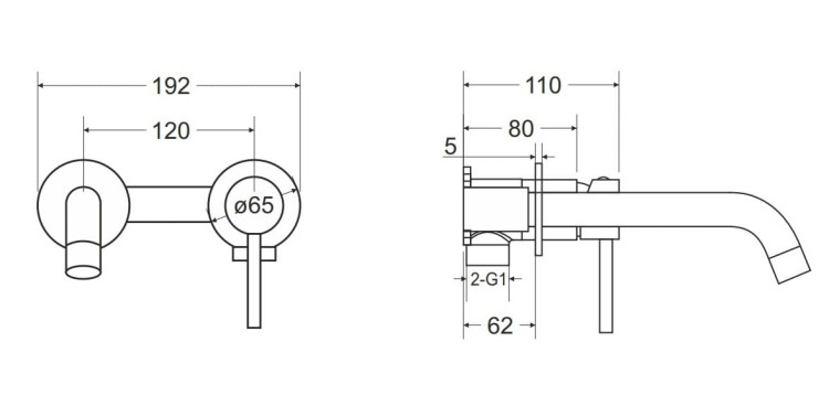 Bateria umywalkowa podtynkowa Besco VEO czarny matt