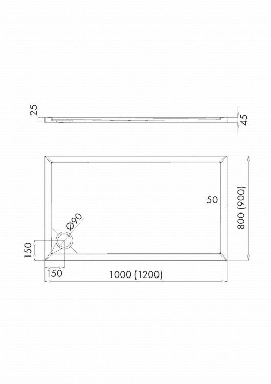 Brodzik prostokątny Sharper Cement Stone 90x120 Schedpol Schedline, szary