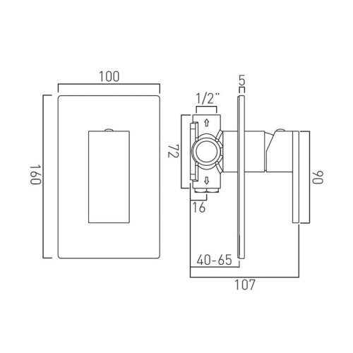 Bateria VADO NOTION prysznicowa podtynkowa czarna szczotkowana