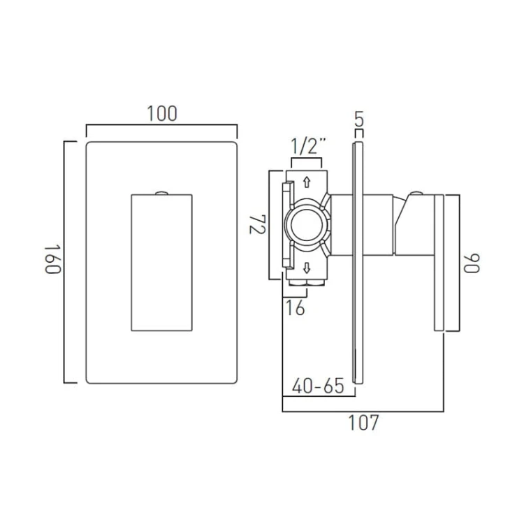Bateria VADO NOTION prysznicowa podtynkowa czarna szczotkowana