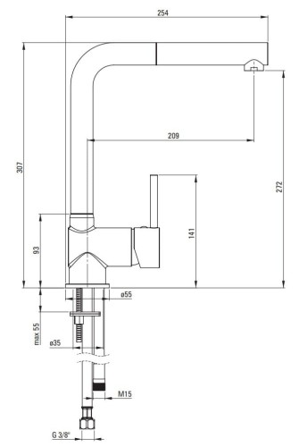 Bateria kuchenna z wyciąganą wylewką czarna nero Aster Deante
