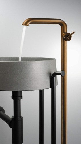 Bateria umywalkowa wolnostojąca Silia Deante szczotkowany brąz