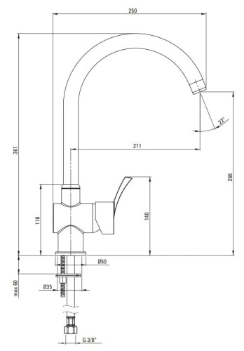 Bateria kuchenna stojąca chrom Kostel Deante