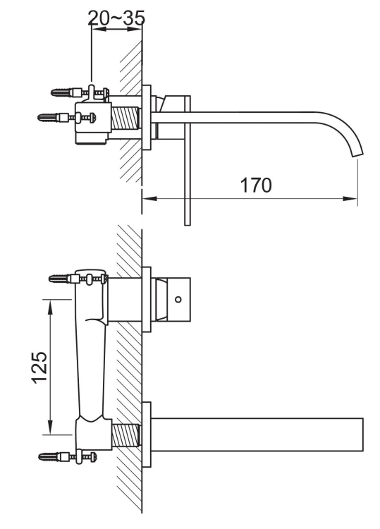 Bateria umywalkowa podtynkowa KOHLMAN Nexen-S SQW180U