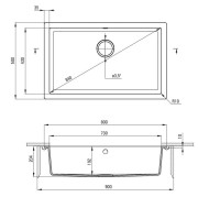 Zlewozmywak granitowy 1-komorowy podwieszany Corda Deante