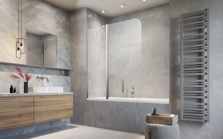 Parawan nawannowy Radaway Eos PND II 130x150 lewy, przejrzysty