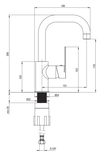 Bateria umywalkowa stojąca Deante Alpinia