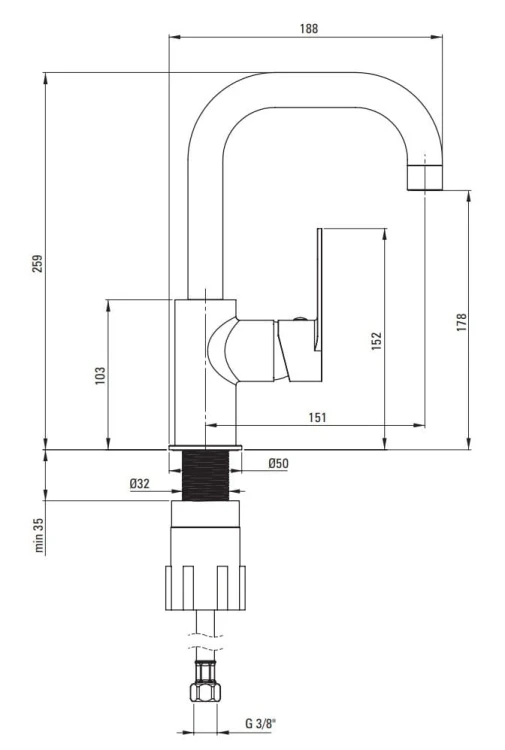 Bateria umywalkowa stojąca Deante Alpinia