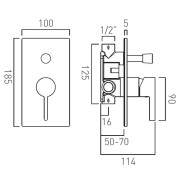 Bateria VADO EDIT prysznicowa podtynkowa z przełącznikiem złota szczotkowana