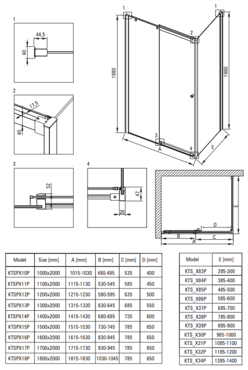 Kabina prysznicowa prostokątna 100x90x198 chrom Kerria Plus Deante
