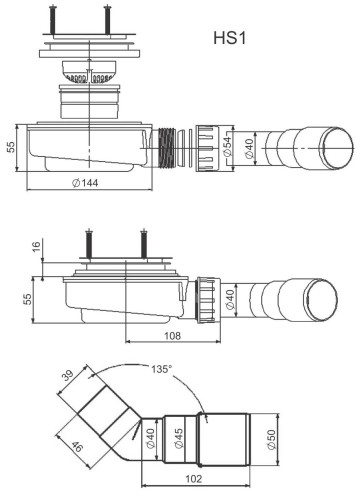 Syfon brodzikowy HS1 90mm Radaway do Kyntos Teos