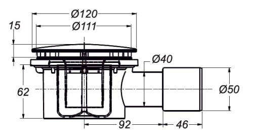 Syfon brodzikowy 90 Trigono Bonomini