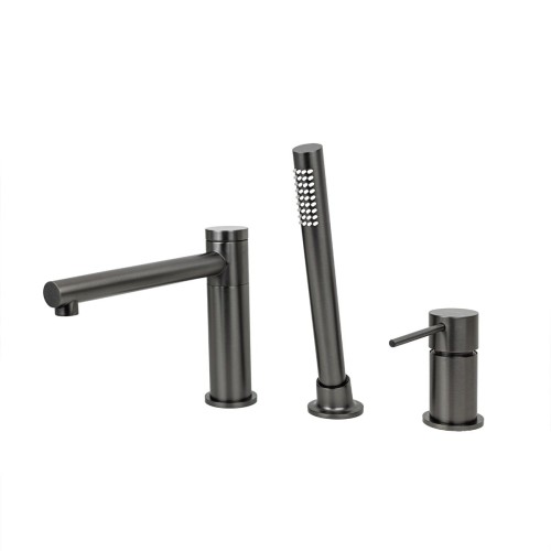 Bateria wannowa 3 otworowa corsan cmb7542gm lugo z wylewką i słuchawką prysznicową gunmetal