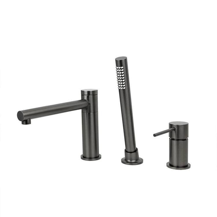 Bateria wannowa 3 otworowa corsan cmb7542gm lugo z wylewką i słuchawką prysznicową gunmetal