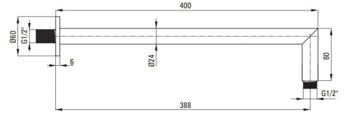Ramię ścienne do deszczownicy 40cm mosiądz Cascada Deante