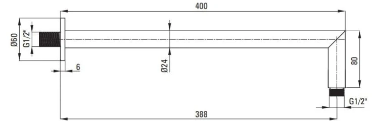 Ramię ścienne do deszczownicy 40cm mosiądz Cascada Deante