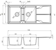Zlewozmywak granitowy 2-komorowy z ociekaczem nero Andante Deante