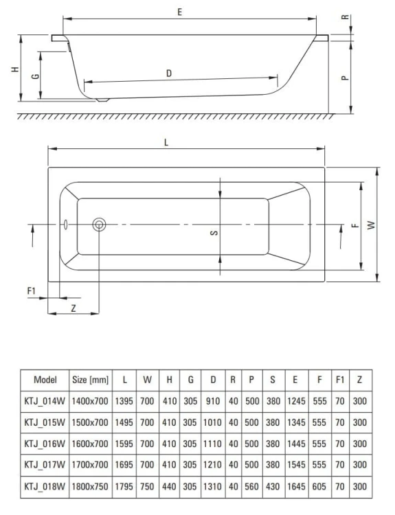Wanna akrylowa biała do zabudowy 140x70 Prizma Deante