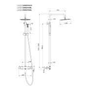 Zestaw natryskowy kolumna prysznicowa corsan lugo deszczownica 25cm złoto szczotkowane