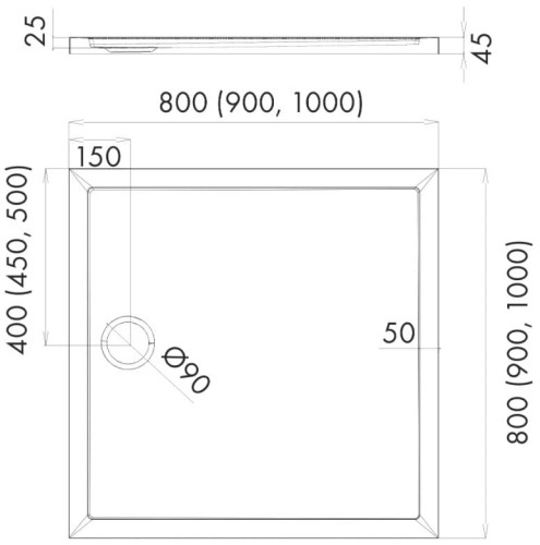 Brodzik kwadratowy Estima 80x80 Schedpol Schedline, biały