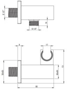 Przyłącze kątowe kwadratowe z uchwytem na słuchawkę Cascada nero Deante