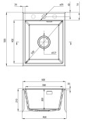 Zlewozmywak granitowy 1-komorowy bez ociekacza - nero Deante Eridan ZQE_N104