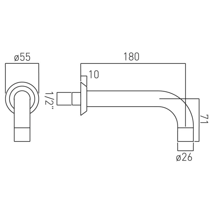 Wylewka VADO ORIGINS naścienna wannowa 18cm.