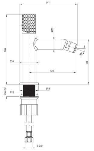 Bateria bidetowa stojąca złoto szczotkowane Silia Hexa Deante