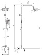 Deszczownica 3-funkcyjna z baterią mieszaczową czarna Boro Deante