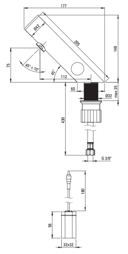 Bateria umywalkowa bezdotykowa z regulacją temp 4xAA Sense Deante