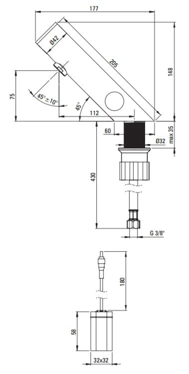 Bateria umywalkowa bezdotykowa z regulacją temp 4xAA Sense Deante
