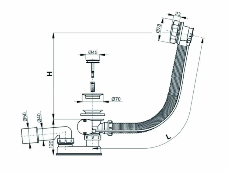 Syfon wannowy 50mm Schedpol SDWA1
