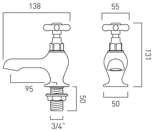 Para baterii wannowych Axbridge Cross Chrom Vado