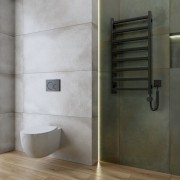 Grzejnik łazienkowy elektryczny Lungo Black 960 z grzałką Black Lavita