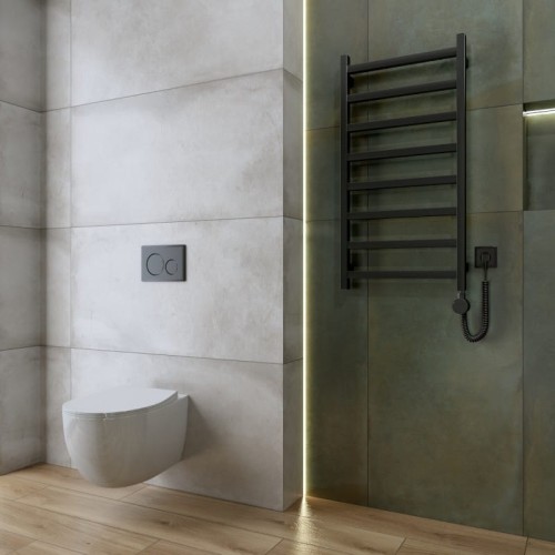 Grzejnik łazienkowy elektryczny Lungo Black 960 z grzałką Black Lavita