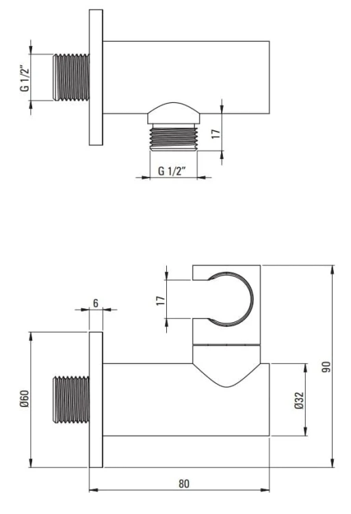 Przyłącze kątowe okrągłe z uchwytem stal szczotkowana Cascada Deante