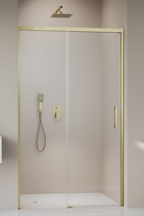 Drzwi prysznicowe Idea 8 Brushed Gold DWJ Radaway lewe przejrzyste