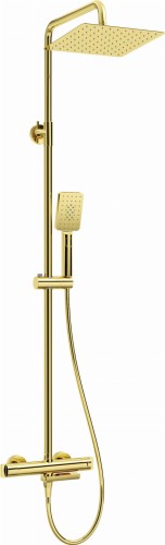 Deszczownica z baterią wannową termostatyczną złota Deante