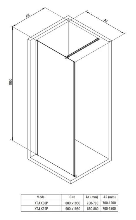 Ścianka prysznicowa walk-in 80x195 stal szczotkowana Prizma Deante
