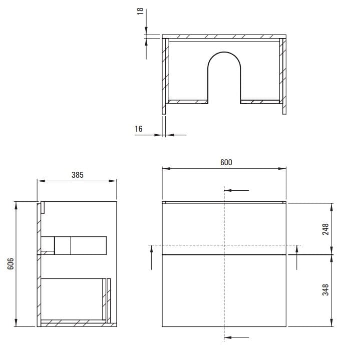 Szafka umywalkowa bez blatu 60x60x38,5 kaszmir Prizma Deante