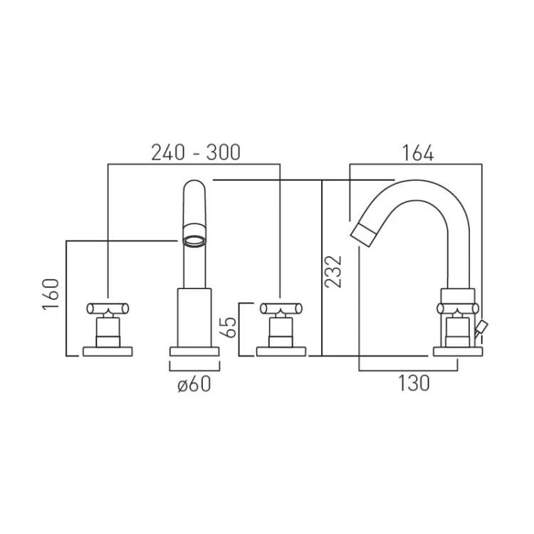 Bateria VADO ELEMENTS umywalkowa 3-otworowa czarna szczotkowana