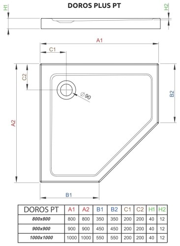 Brodzik pięciokątny Radaway Doros Plus PT 80x80