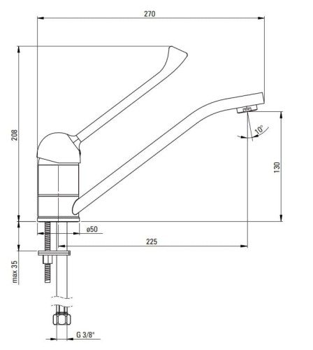 Bateria kuchenna z dźwignią Clinic chrom Corio Deante