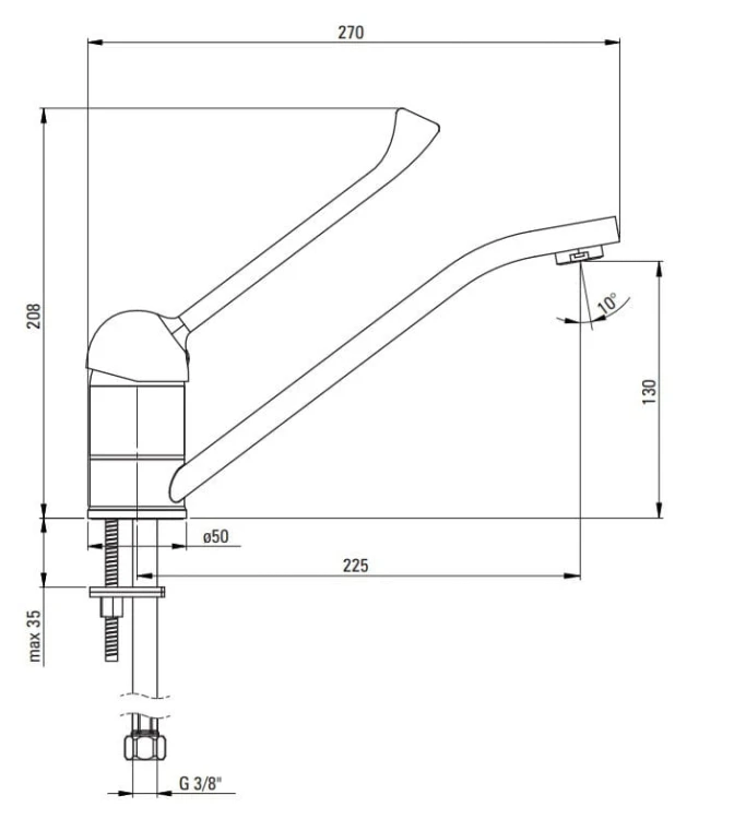 Bateria kuchenna z dźwignią Clinic chrom Corio Deante
